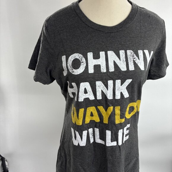 District T Shirt Womens M Johnny Hank Waylon Willie Country Music Graphic Tee - Picture 2 of 7